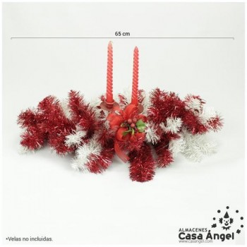 CENTRO DE MESA BLANCO ROJO 65cm