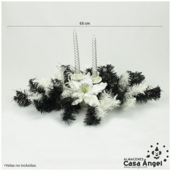 CENTRO DE MESA BLANCO NEGRO 65cm