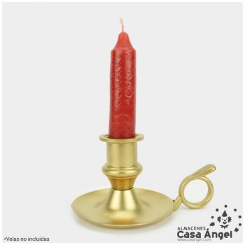 PORTAVELAS PLÁSTICO DORADO CON ASA 8cm