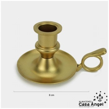 PORTAVELAS PLÁSTICO DORADO CON ASA 8cm