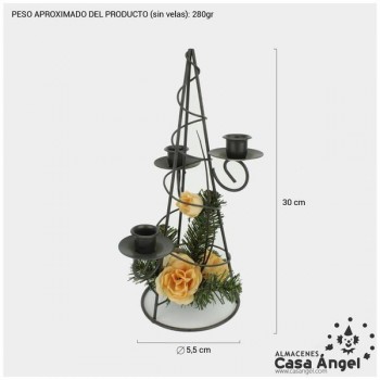 PORTAVELAS CÓNICO FRUTA NAVIDEÑA 30cm