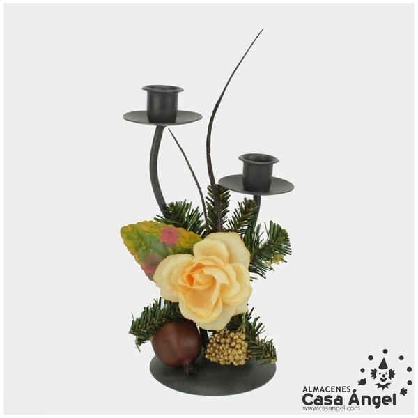 PORTAVELAS FRUTAS Y FLOR 22cm