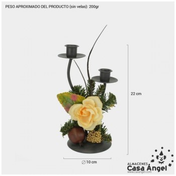 PORTAVELAS FRUTAS Y FLOR 22cm