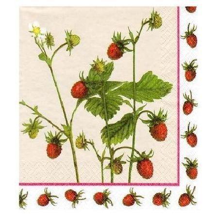 SERVILLETAS CAPAS COLOR CREMA CON FRESAS