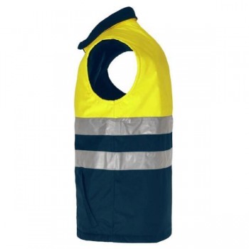 CHALECO DE ALTA VISIBILIDAD ACOLCHADO AMARILLO Y AZUL MARINO VALENTO