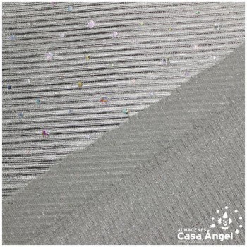 TELA LAMÉ PLATA PLISADA CON LENTEJUELAS 150cm