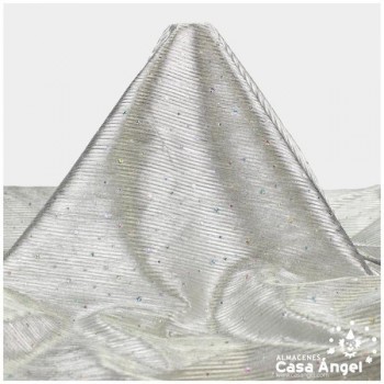 TELA LAMÉ PLATA PLISADA CON LENTEJUELAS 150cm