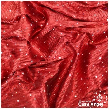 TELA LAMÉ ROJA PLISADA CON LENTEJUELAS 150cm