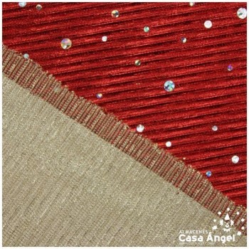 TELA LAMÉ ROJA PLISADA CON LENTEJUELAS 150cm