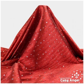 TELA LAMÉ ROJA PLISADA CON LENTEJUELAS 150cm