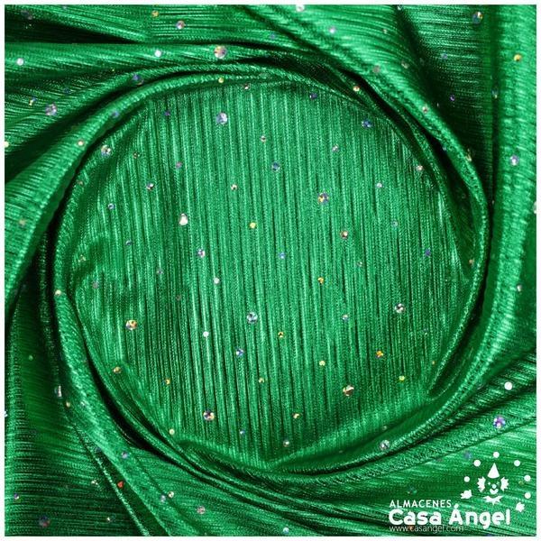 TELA LAMÉ VERDE PLISADA CON LENTEJUELAS 150cm