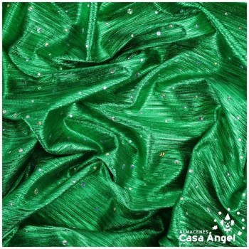 TELA LAMÉ VERDE PLISADA CON LENTEJUELAS 150cm