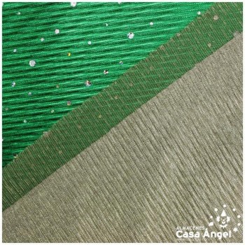TELA LAMÉ VERDE PLISADA CON LENTEJUELAS 150cm