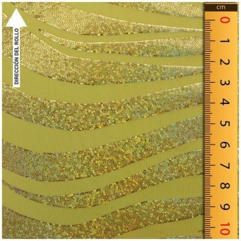 LYCRA FINA ORO ESTAMPADA FOIL SERIE FUEGOS 150cm