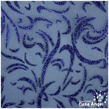 ORGANZA AZUL ESTAMPADA GLITTER SERIE LUCES 150cm