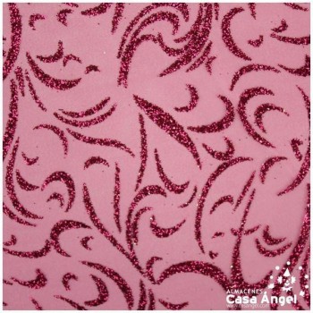 ORGANZA FUCSIA ESTAMPADA GLITTER SERIE LUCES 150cm