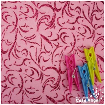 ORGANZA FUCSIA ESTAMPADA GLITTER SERIE LUCES 150cm