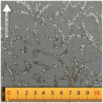 ORGANZA NEGRA ESTAMPADA GLITTER PLATEADO SERIE LUCES 150cm