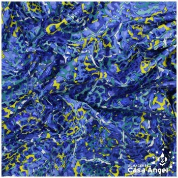 LYCRA ESTAMPADA AZUL FOIL SERIE REMOLINOS 150cm