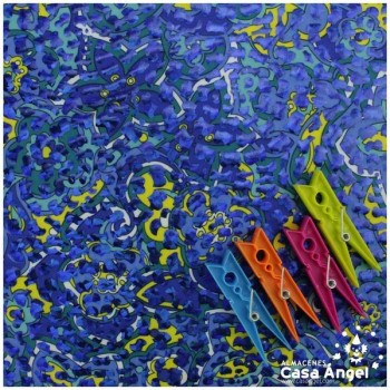 LYCRA ESTAMPADA AZUL FOIL SERIE REMOLINOS 150cm