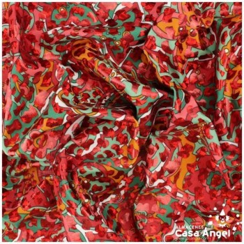 LYCRA ESTAMPADA ROJA FOIL SERIE REMOLINOS 150cm