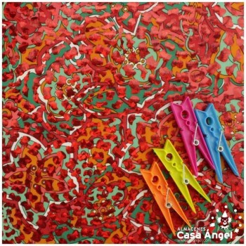 LYCRA ESTAMPADA ROJA FOIL SERIE REMOLINOS 150cm
