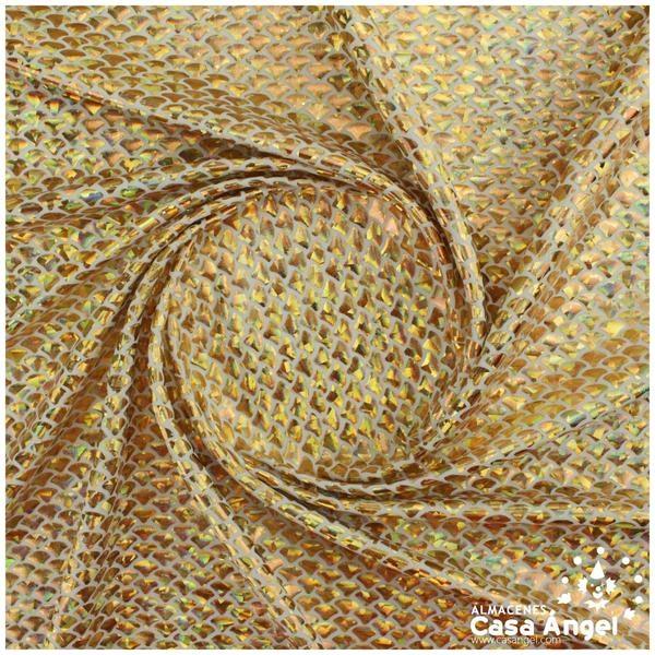 LYCRA ESTAMPADA CON FOIL ORO SERIE SIRENAS 150cm
