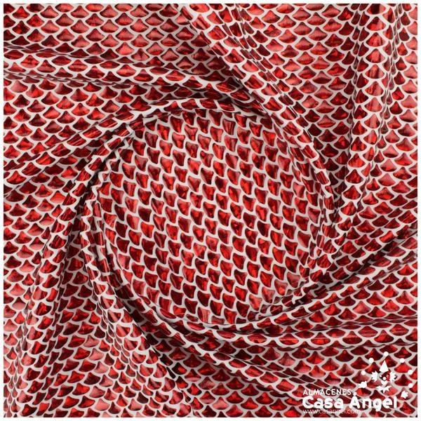 LYCRA ESTAMPADA CON FOIL ROJO SERIE SIRENAS 150cm