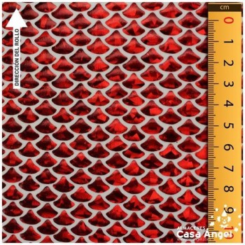 LYCRA ESTAMPADA CON FOIL ROJO SERIE SIRENAS 150cm