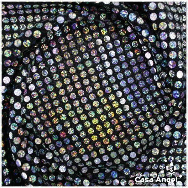 PUNTO LAMÉ NEGRO CON LENTEJUELAS HOLO DE 6mm SERIE ÓRBITAS 112cm