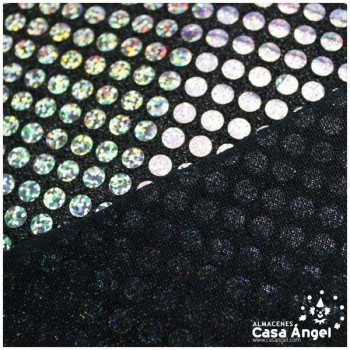 PUNTO LAMÉ NEGRO CON LENTEJUELAS HOLO DE 6mm SERIE ÓRBITAS 112cm