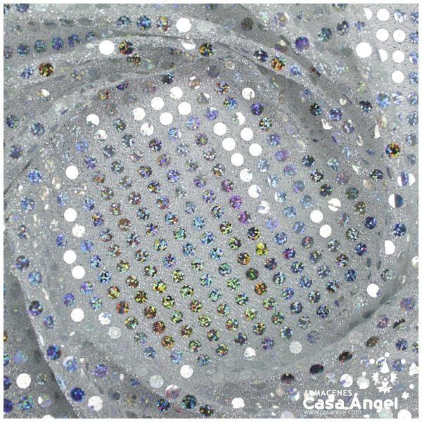 PUNTO LAMÉ PLATA CON LENTEJUELAS HOLO DE 6mm SERIE ÓRBITAS 112cm