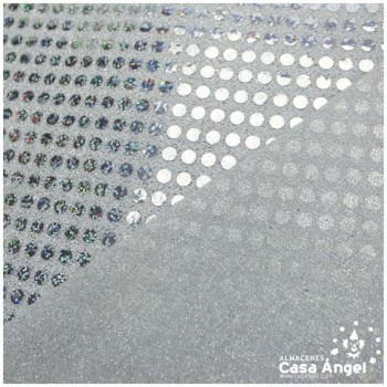 PUNTO LAMÉ PLATA CON LENTEJUELAS HOLO DE 6mm SERIE ÓRBITAS 112cm
