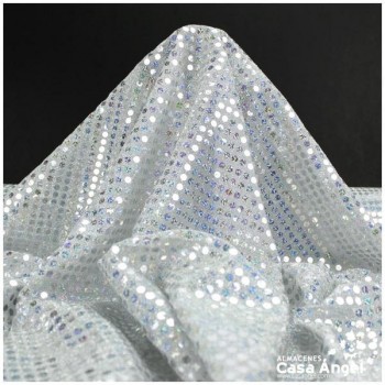 PUNTO LAMÉ PLATA CON LENTEJUELAS HOLO DE 6mm SERIE ÓRBITAS 112cm