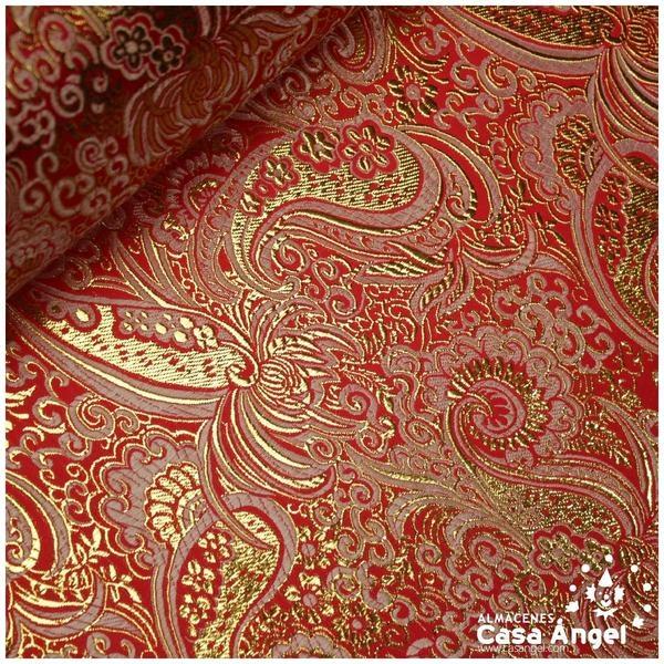 BROCADO JACQUARD CACHEMIR ROJO Y ORO SERIE YESEIS 150cm