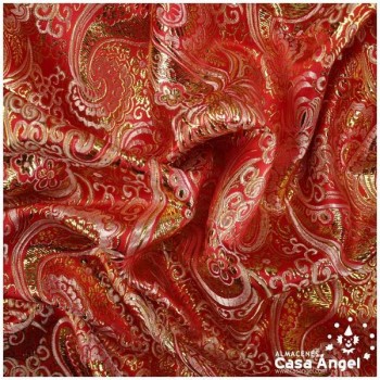 BROCADO JACQUARD CACHEMIR ROJO Y ORO SERIE YESEIS 150cm