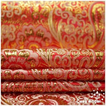 BROCADO JACQUARD CACHEMIR ROJO Y ORO SERIE YESEIS 150cm