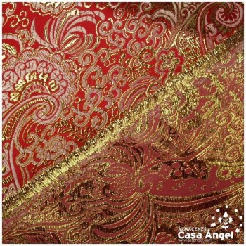 BROCADO JACQUARD CACHEMIR ROJO Y ORO SERIE YESEIS 150cm