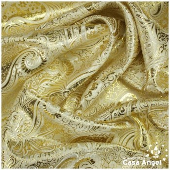 BROCADO JACQUARD CACHEMIR CRUDO Y ORO SERIE YESEIS 150cm