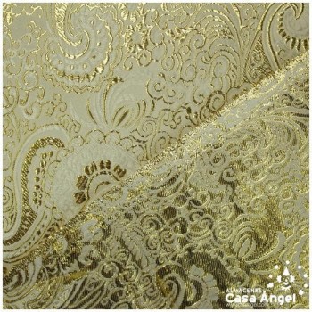 BROCADO JACQUARD CACHEMIR CRUDO Y ORO SERIE YESEIS 150cm