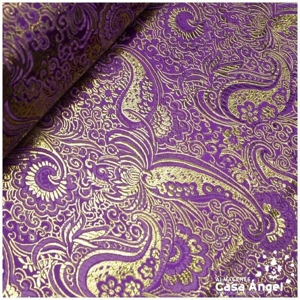BROCADO JACQUARD CACHEMIR MORADO Y ORO SERIE YESEIS 150cm