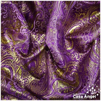 BROCADO JACQUARD CACHEMIR MORADO Y ORO SERIE YESEIS 150cm
