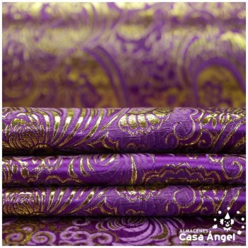BROCADO JACQUARD CACHEMIR MORADO Y ORO SERIE YESEIS 150cm