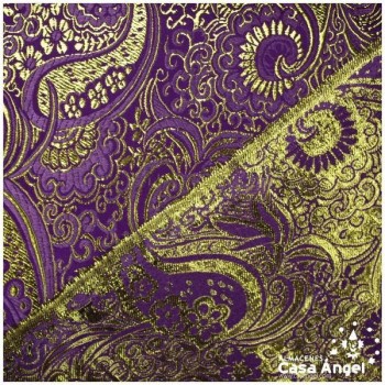 BROCADO JACQUARD CACHEMIR MORADO Y ORO SERIE YESEIS 150cm