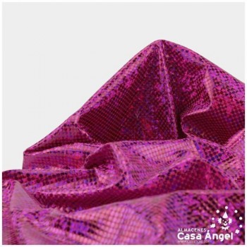 TELA LYCRA FUCSIA ESTAMPADA CON PUNTOS DE FOIL SERIE LUNAR 150cm