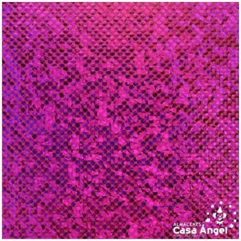 TELA LYCRA FUCSIA ESTAMPADA CON PUNTOS DE FOIL SERIE LUNAR 150cm