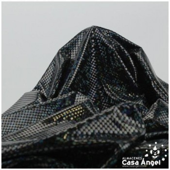 TELA LYCRA NEGRA ESTAMPADA CON PUNTOS DE FOIL SERIE LUNAR 150cm