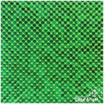 TELA LYCRA VERDE PISTACHO ESTAMPADA CON PUNTOS DE FOIL SERIE LUNAR 150cm