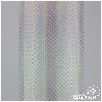 TELA LYCRA PLATEADA ESTAMPADA CON PUNTOS DE FOIL SERIE LUNAR 150cm