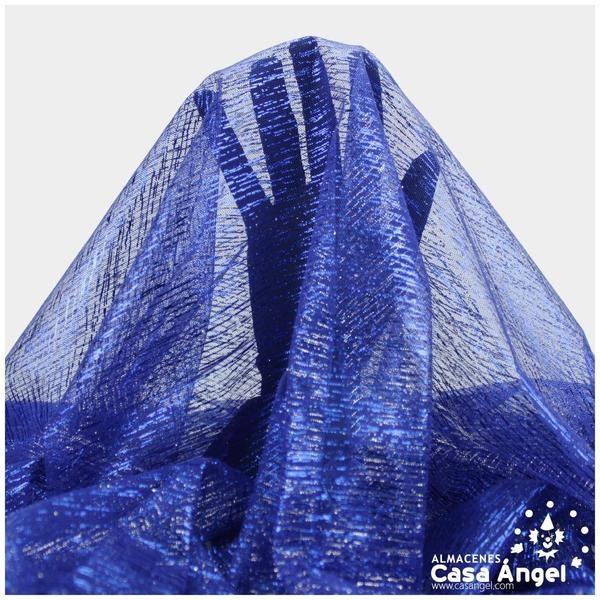 TUL AZUL LISO CON FOIL A RAYAS 150cm